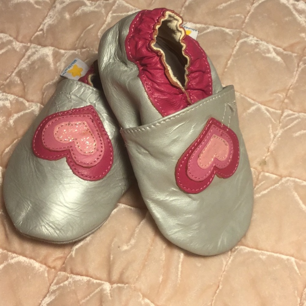 Mini Star baby leather booties silver/pink
